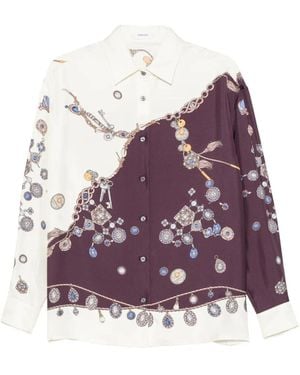 Versace Print-Detail Buttoned Shirt - Purple