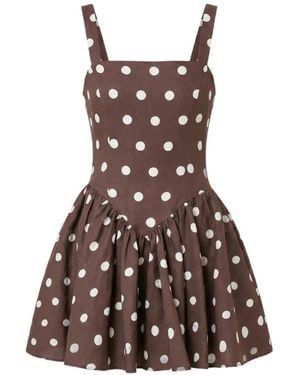 Nicholas Vittoria Polka-Dot Mini Dress - Brown