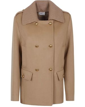 P.A.R.O.S.H. Ribbed-Collar Double-Breasted Coat - Brown