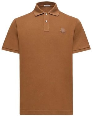 Moncler Polo En Piqué À Patch Logo - Marron