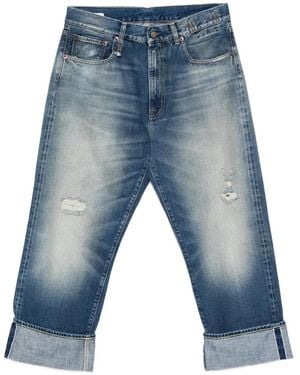 R13 Cuffed X-Boyfriend Cropped Jeans - Blue