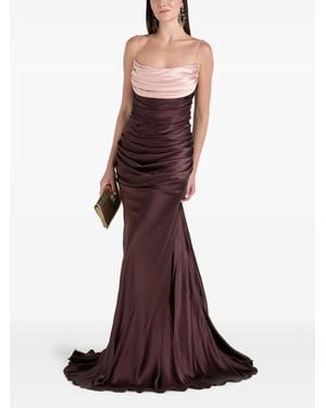 Rhea Costa Robe Longue Zahra À Design Drapé - Marron