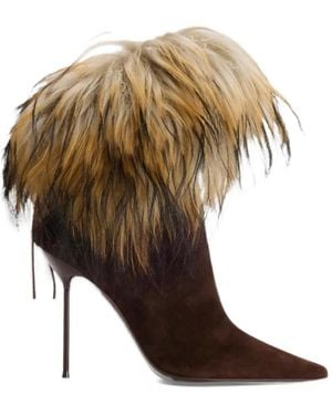 Paris Texas Botines Lidia Con Ribete De Pelo Sintético - Blanco