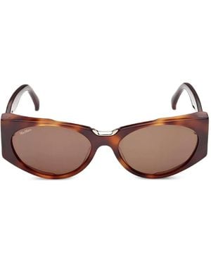 Max Mara Eyewear Lunettes De Soleil À Monture Géométrique - Marron