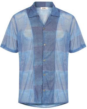 Amir Slama Camicia A Quadri A Maniche Corte - Blu
