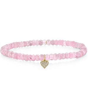 Sydney Evan Grapolite And Diamond Heart Bracelet - Pink