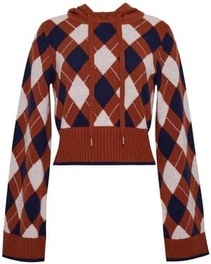 Cara Cara Oakley Argyle-Knit Hoodie - Red