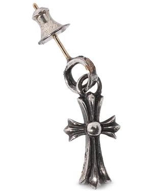 Chrome Hearts Baby Fat Oorbel Met Kruis Hanger - Wit