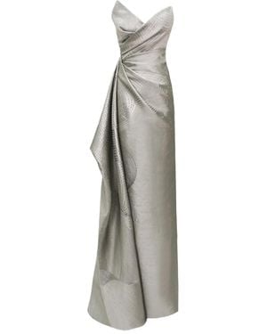 Gemy Maalouf Asymmetrical Neckline Maxi Dress - Grey