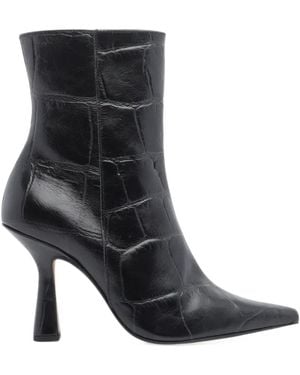 Ángel Alarcón Croc-Effect Pointed-Toe Ankle Boots - Black