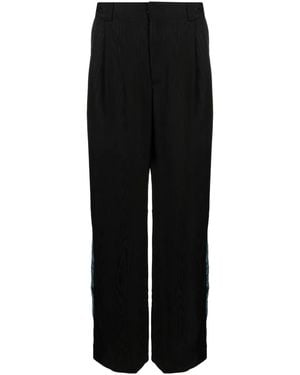 Ahluwalia Panelled Pleat-Detail Straight-Leg Trousers - Black