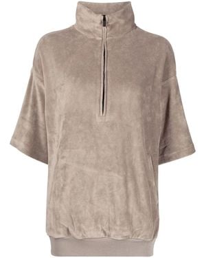 Fear Of God Velour Mock-Neck Half-Sleeve Top - Natural