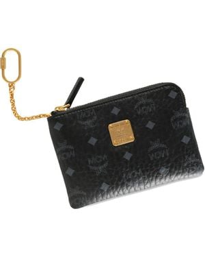 MCM Aren Visetos Monogram Card Holder - Black