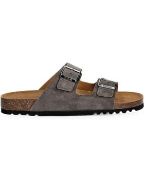 Scholl Arizona Buckle-Fastening Suede Slides - White