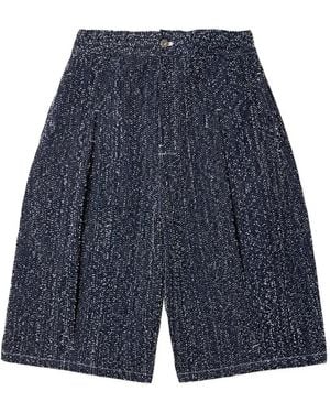 SAGE NATION Box-Pleat Denim Shorts - Blue