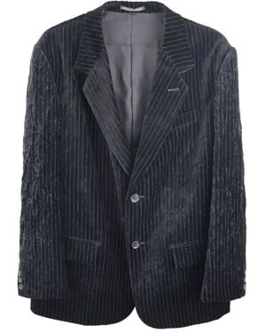 Y's Yohji Yamamoto Pinstripe Velvet Blazer - Blue