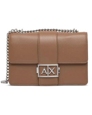 ARMANI EXCHANGE Logo-Plaque Crossbody Bag - Brown