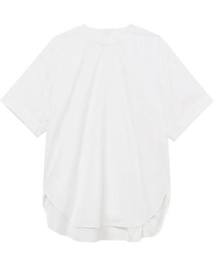 Enfold Short-Sleeve Blouse - White
