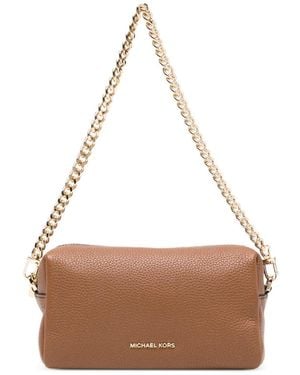Michael Kors Small Bryant Logo-Plaque Pebbled'Leather Mini Bag - Brown