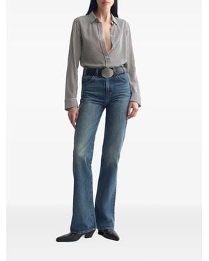 Nili Lotan Gaia Striped Silk Shirt - Blue