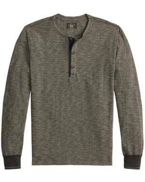 RRL Button-Placket Long-Sleeve Henley T-Shirt - Green