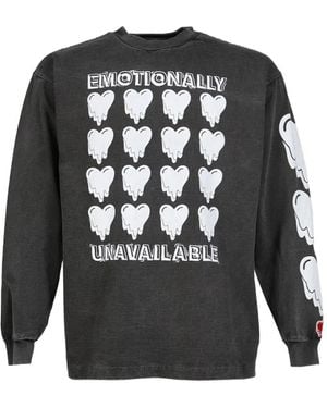 Emotionally Unavailable Graphic-Print Long-Sleeved T-Shirt - Grey