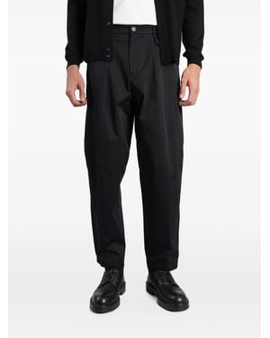 Low Brand Amemura Pleated Tapered Trousers - Black
