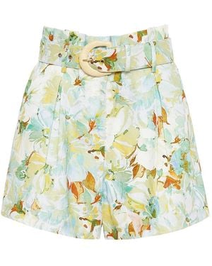 Cara Cara Floral-Print Belted Shorts - White
