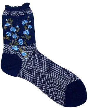 Antipast Floral-Motif Socks - Blue