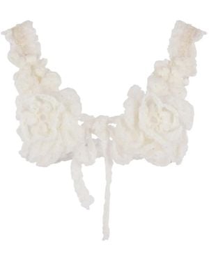 Comme des Garçons Floral-Detail Crop Top - White