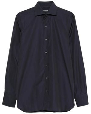 Tom Ford Spread-Collar Button-Up Shirt - Blue