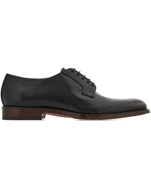 Ferragamo Polished Leather Derby Shoes - Black