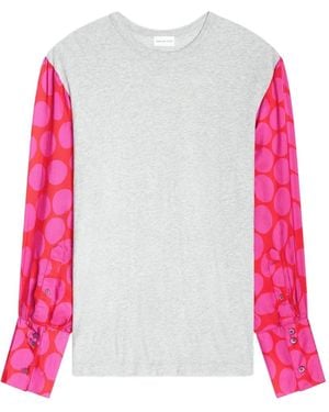 Dries Van Noten Contrast-Sleeves T-Shirt - Pink