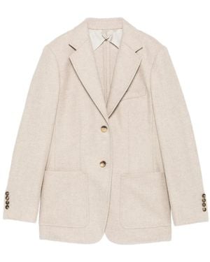 Max Mara Single-Breasted Blazer - Natural
