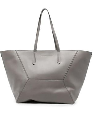 Brunello Cucinelli Leather Shoulder Bag - Grey