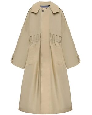 Marni Nylon Trench Coat With Belt - Natural