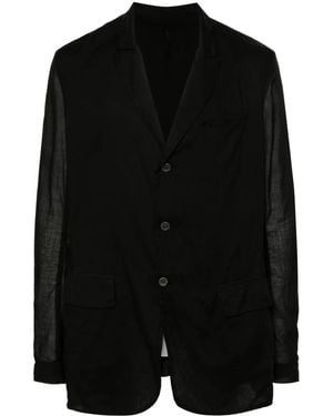 Masnada Semi-Sheer Single-Breasted Blazer - Black