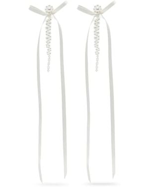 Simone Rocha Pendientes Bow Ribbon Drip - Blanco