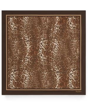 Max Mara Leopard-Print Silk Scarf - Brown