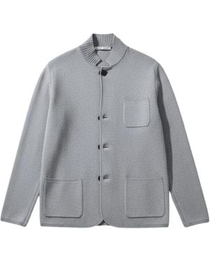 Maurizio Baldassari Ribbed-Trim Patch-Pocket Jacket - Grey