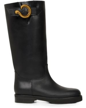 Etro Lederstiefel Mit Paisley-Schnalle - Schwarz