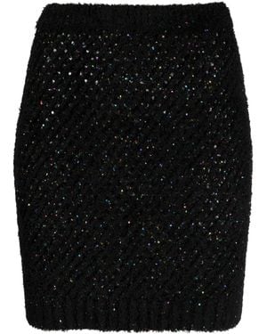 Balmain Sequin-Embellished High-Waist Miniskirt - Black