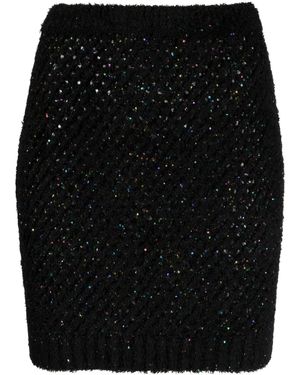 Balmain Sequin-Embellished High-Waist Miniskirt - Black