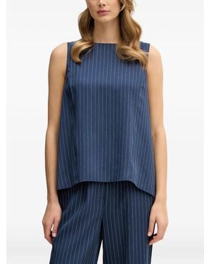 Sisley Pinstriped Ruffled Top - Blue