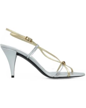 Versace Valentina Metallic Leather Sandals 80 Mm - White