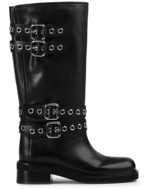 Le Silla Harley Buckled Leather Boots - Black