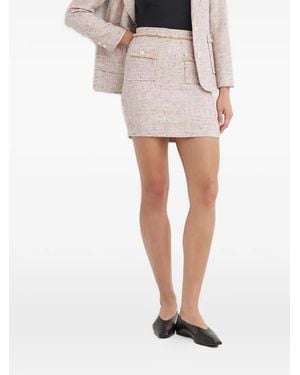 La Petite Francaise Jacket Fringed Front-Pocket Mini Skirt - White