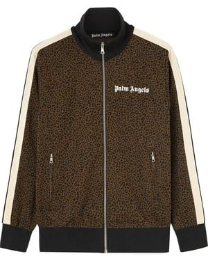 Palm Angels Leopard-Print Track Jacket - Brown