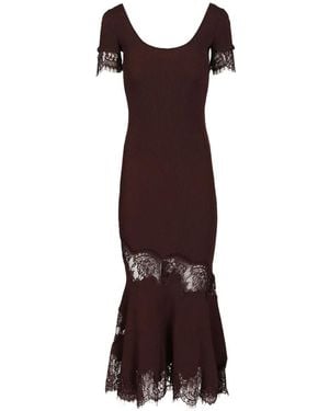 Self-Portrait Lace-Trim Midi Dress - Lila