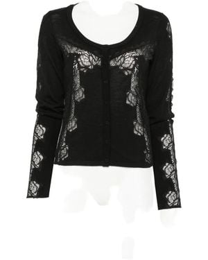Pinko Lace-Panelled Button-Up Jumper - Black